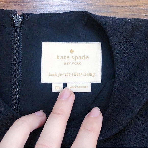 Kate Spade • Sequin Fringe Swing Dress black cap sleeve mini a-line cocktail - Picture 5 of 13